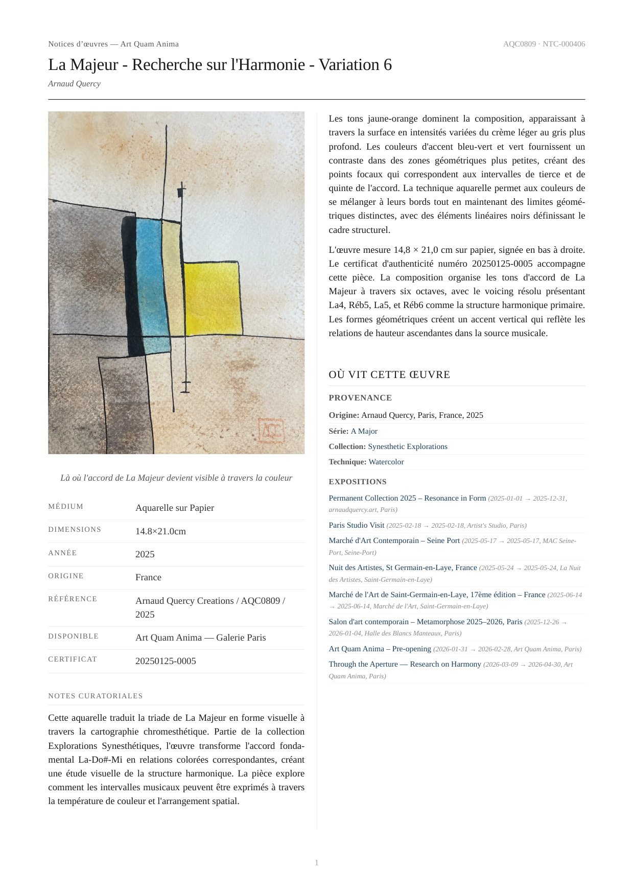 La Majeur - Recherche sur l'Harmonie - Variation 6