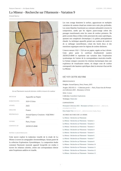 La Mineur - Recherche sur l'Harmonie - Variation 9