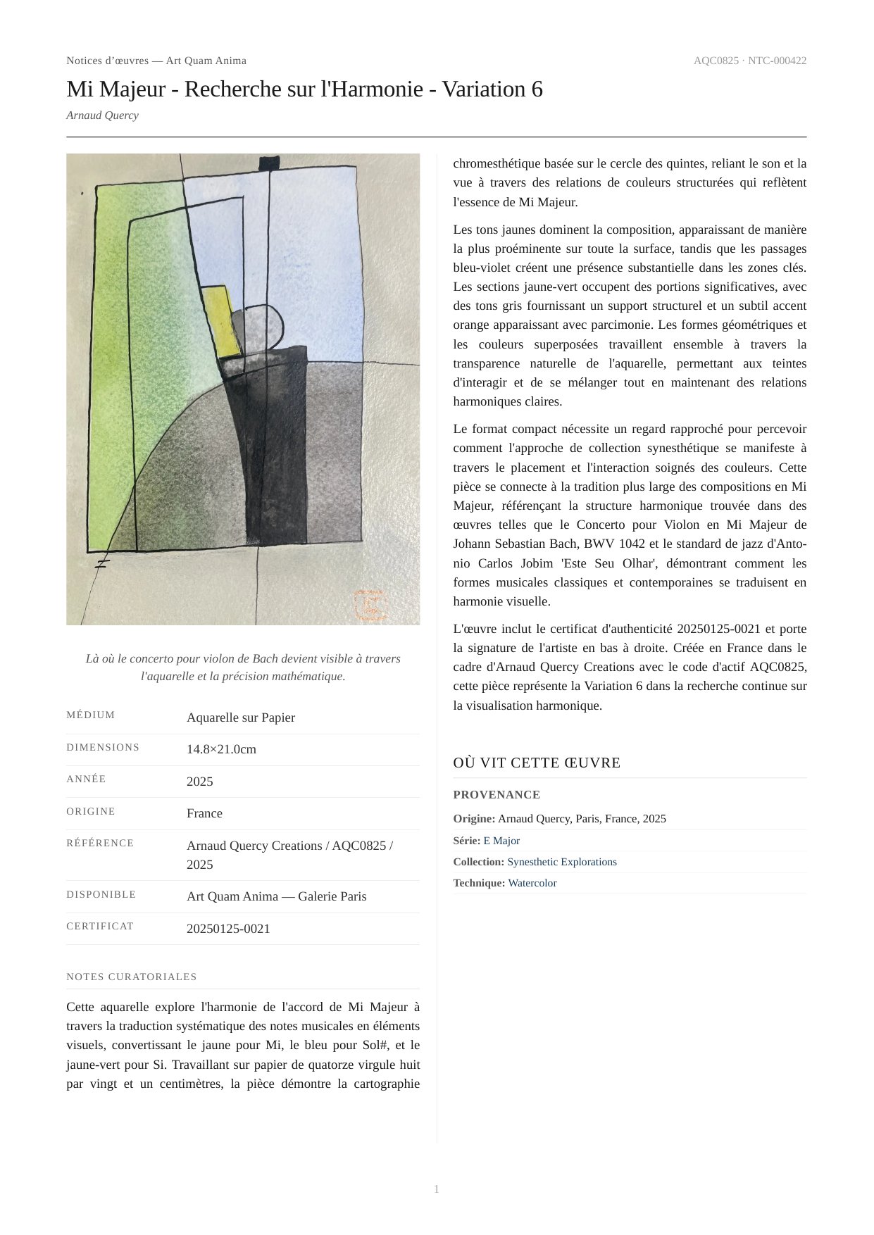 Mi Majeur - Recherche sur l'Harmonie - Variation 6