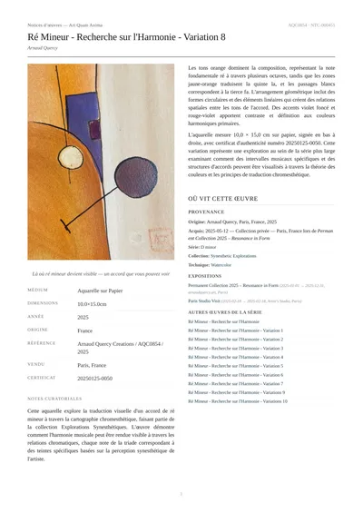 Ré Mineur - Recherche sur l'Harmonie - Variation 8