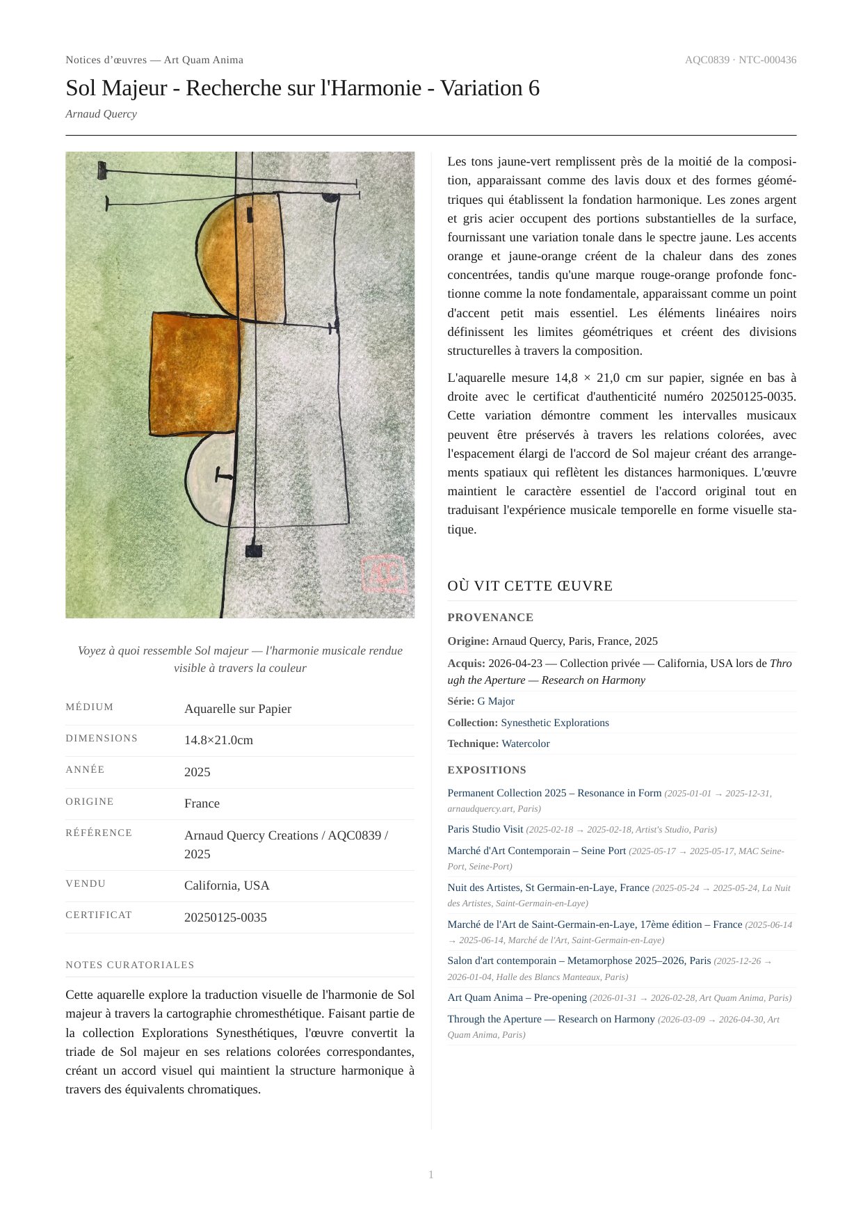 Sol Majeur - Recherche sur l'Harmonie - Variation 6
