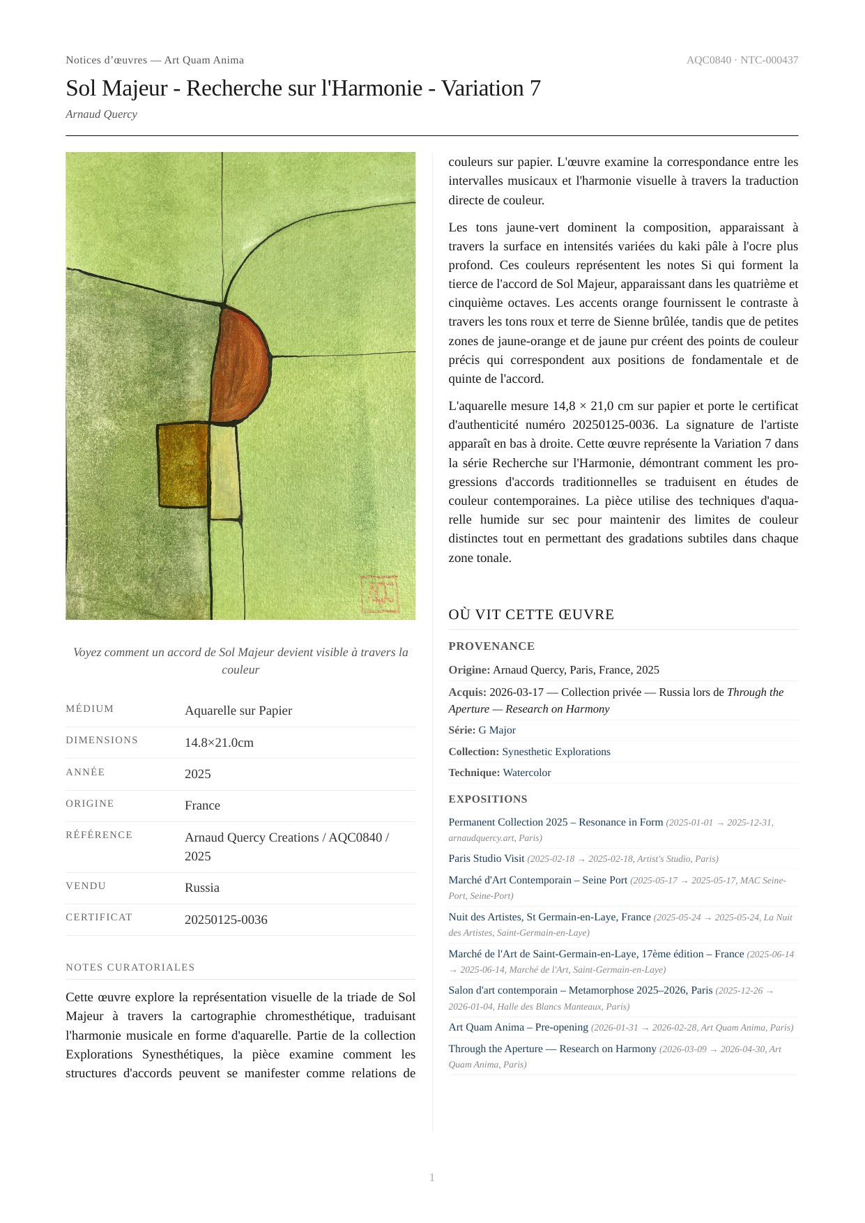 Sol Majeur - Recherche sur l'Harmonie - Variation 7