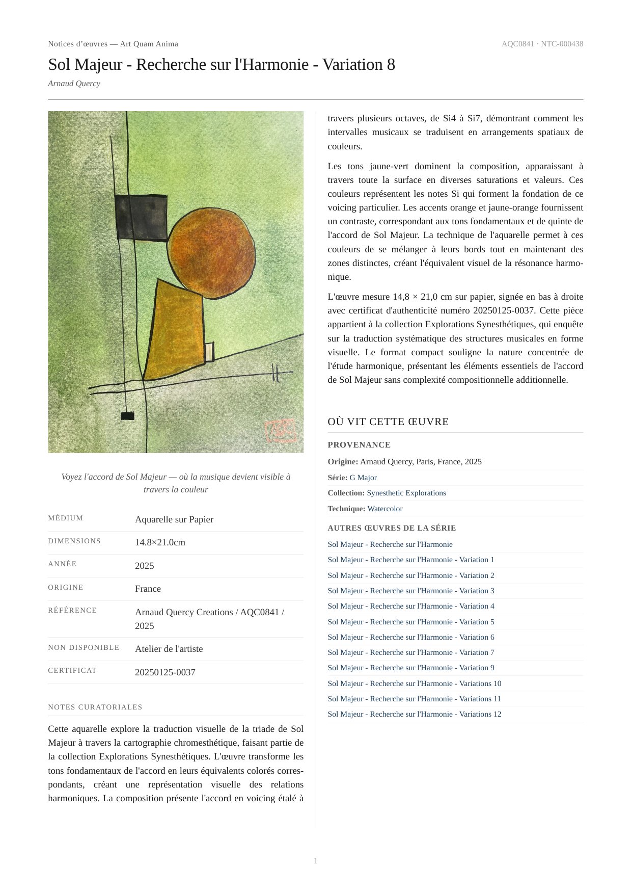 Sol Majeur - Recherche sur l'Harmonie - Variation 8