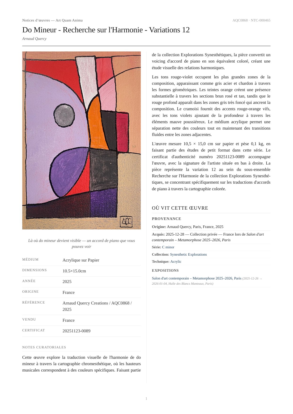 Do Mineur - Recherche sur l'Harmonie - Variations 12