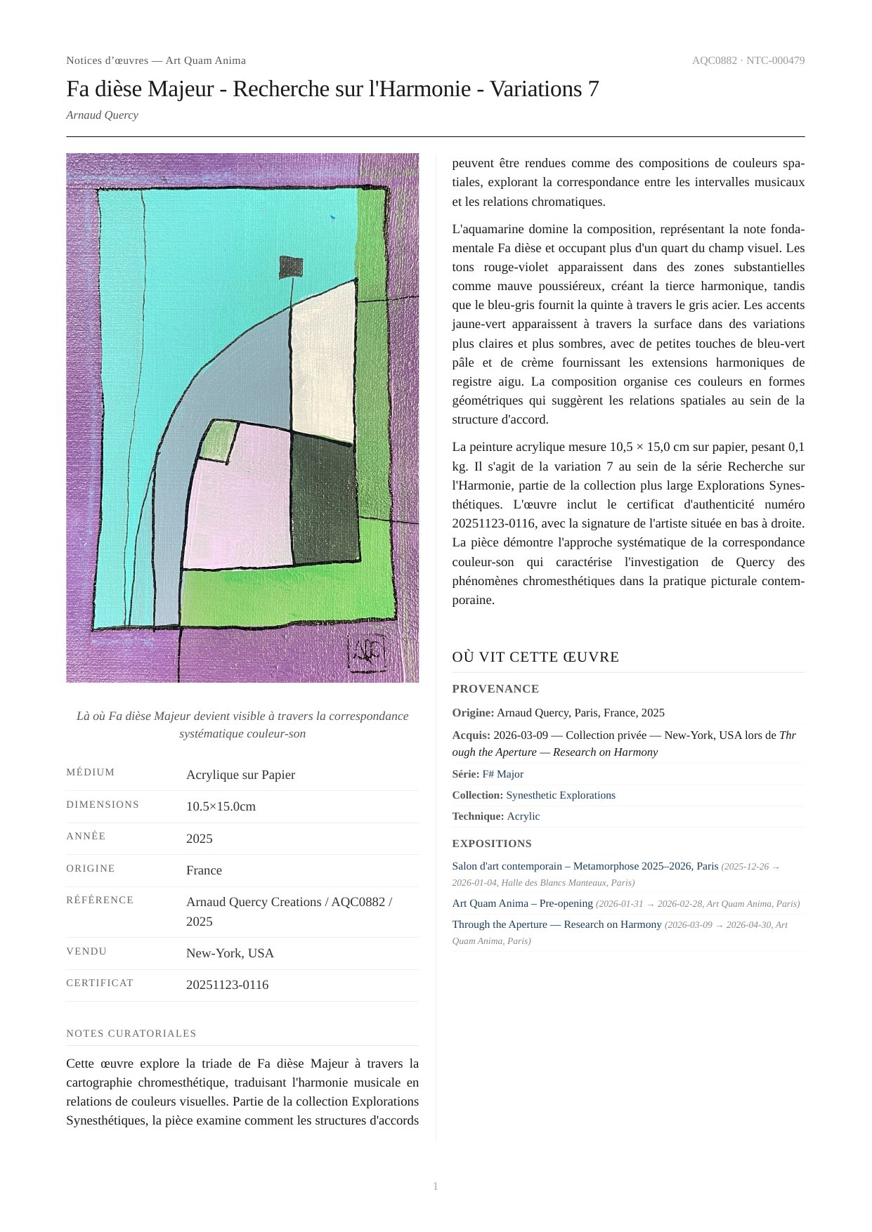 Fa dièse Majeur - Recherche sur l'Harmonie - Variations 7
