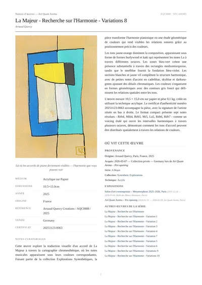 La Majeur - Recherche sur l'Harmonie - Variations 8