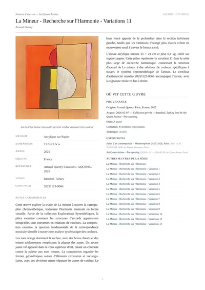 La Mineur - Recherche sur l'Harmonie - Variations 11