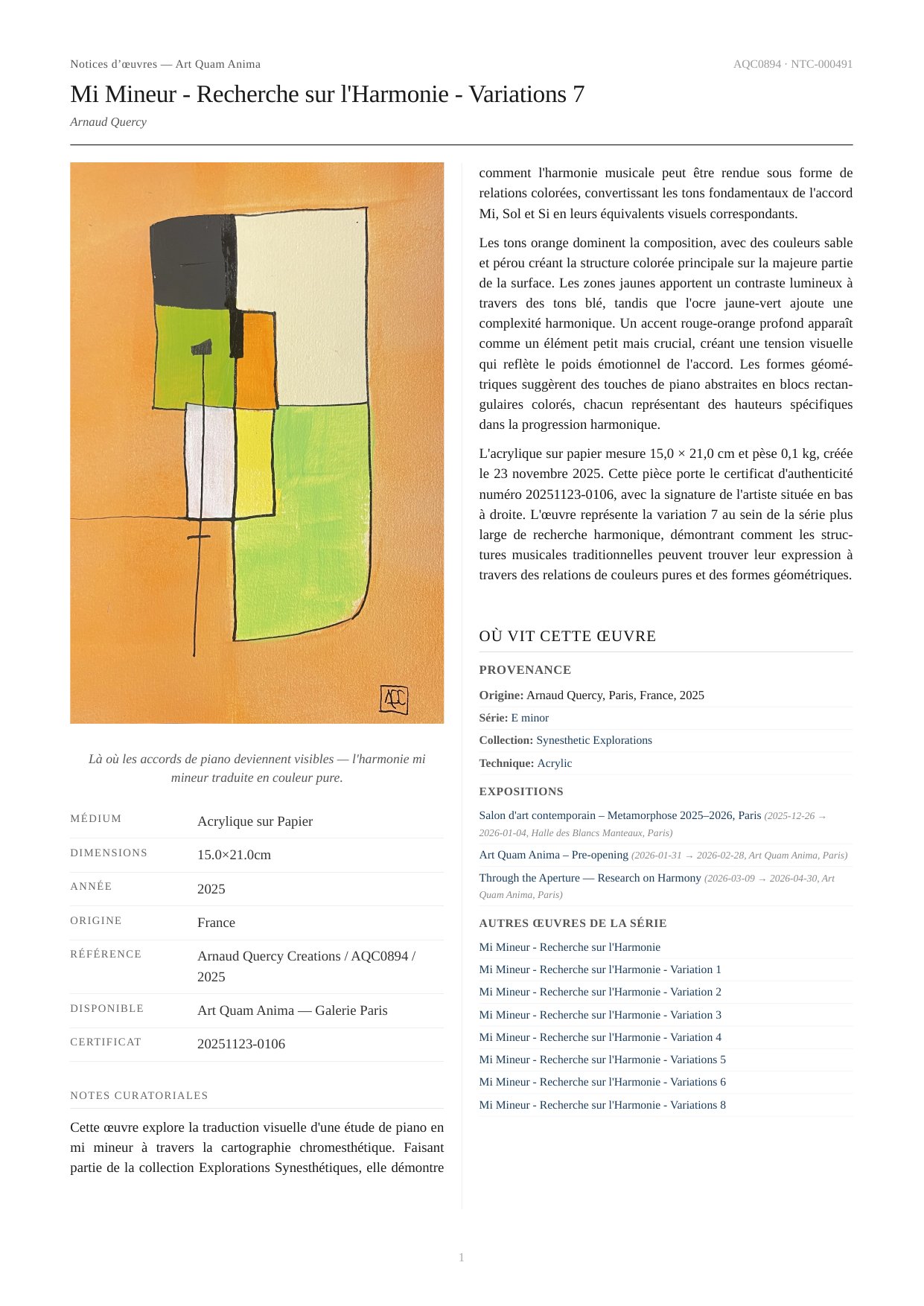 Mi Mineur - Recherche sur l'Harmonie - Variations 7