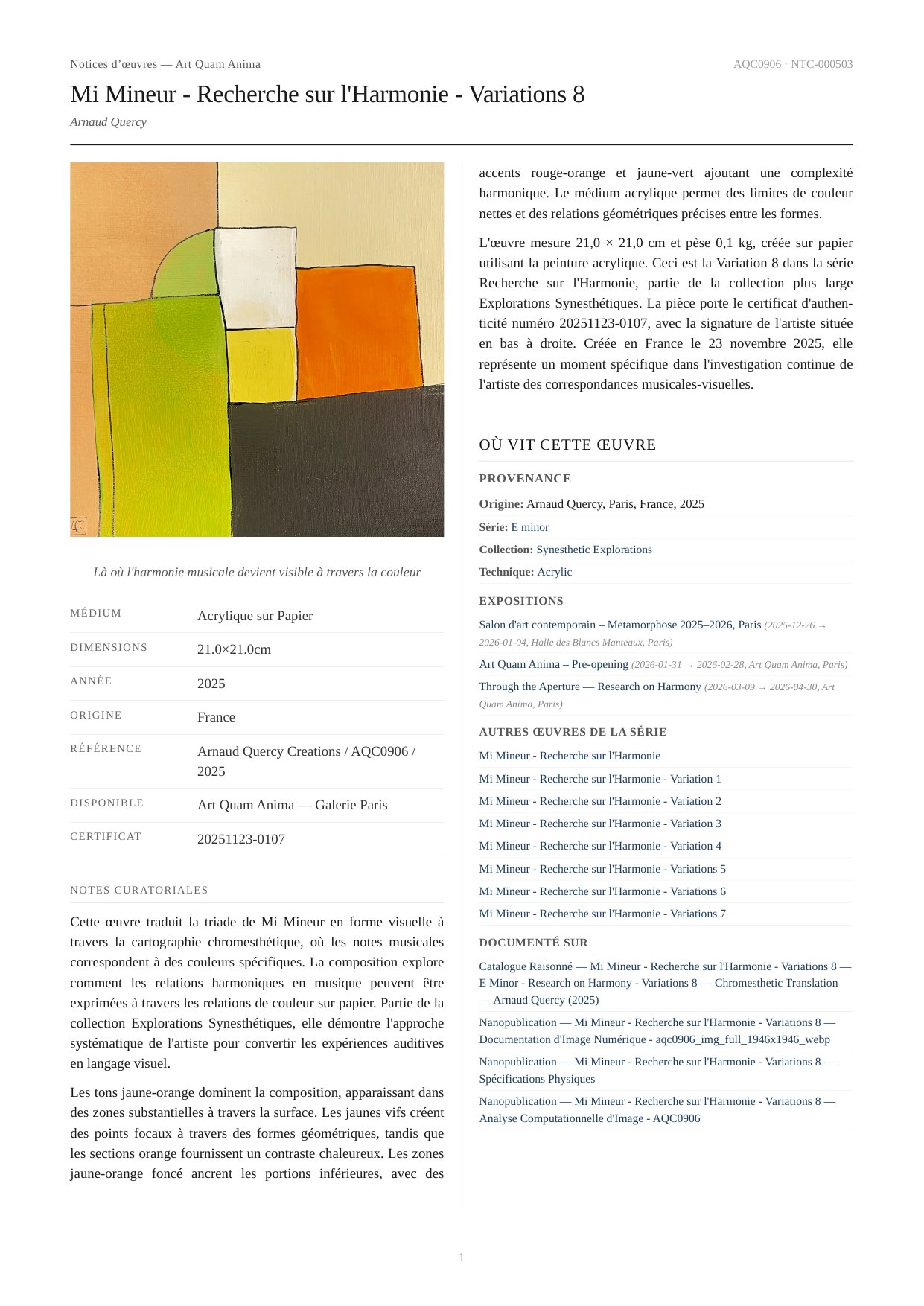 Mi Mineur - Recherche sur l'Harmonie - Variations 8