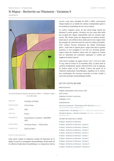 Si Majeur - Recherche sur l'Harmonie - Variations 9