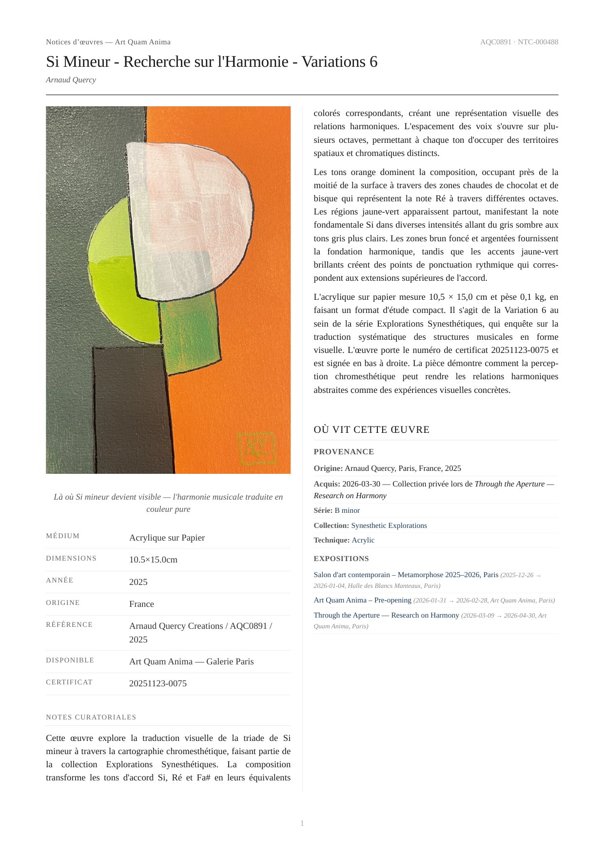 Si Mineur - Recherche sur l'Harmonie - Variations 6