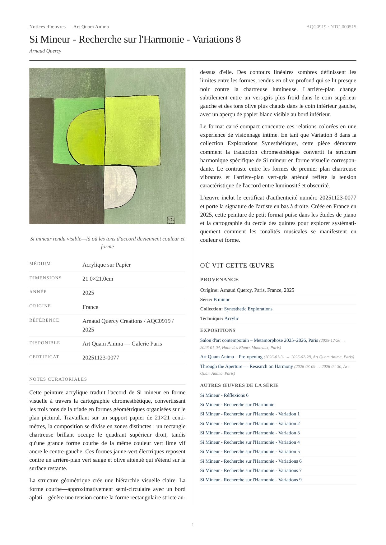 Si Mineur - Recherche sur l'Harmonie - Variations 8