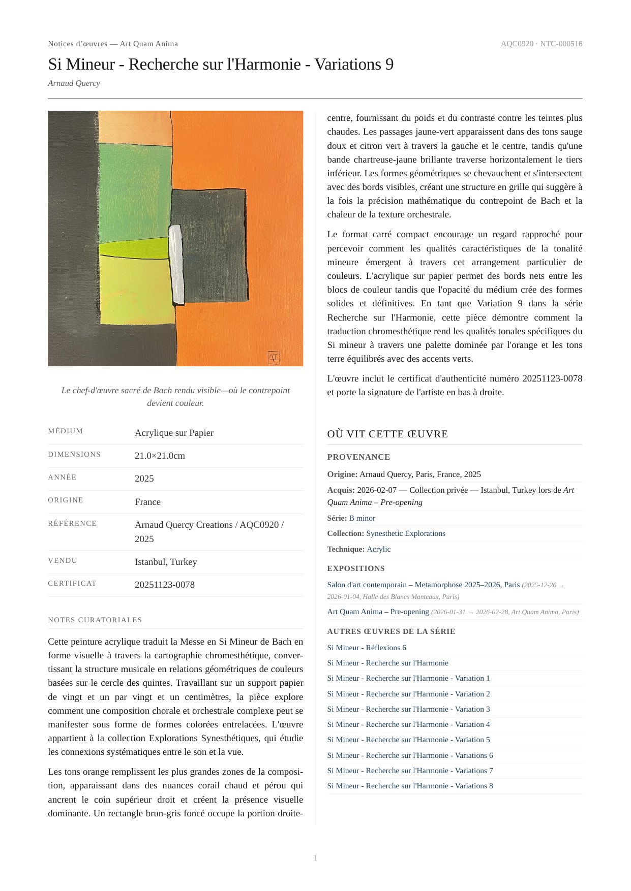Si Mineur - Recherche sur l'Harmonie - Variations 9