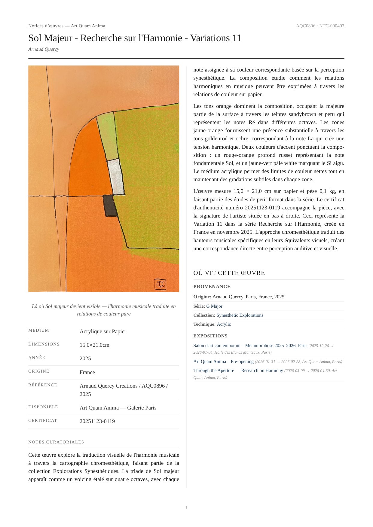 Sol Majeur - Recherche sur l'Harmonie - Variations 11