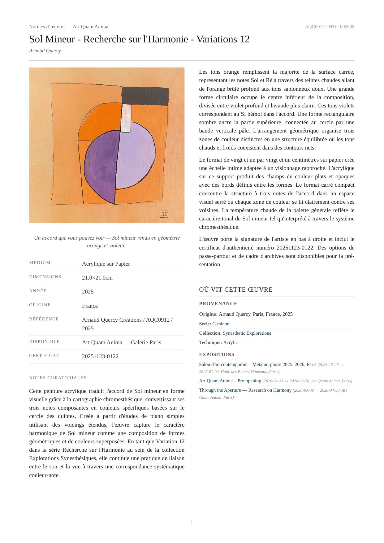 Sol Mineur - Recherche sur l'Harmonie - Variations 12