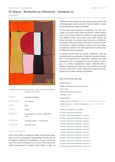 Fa Majeur - Recherche sur l'Harmonie - Variations 12