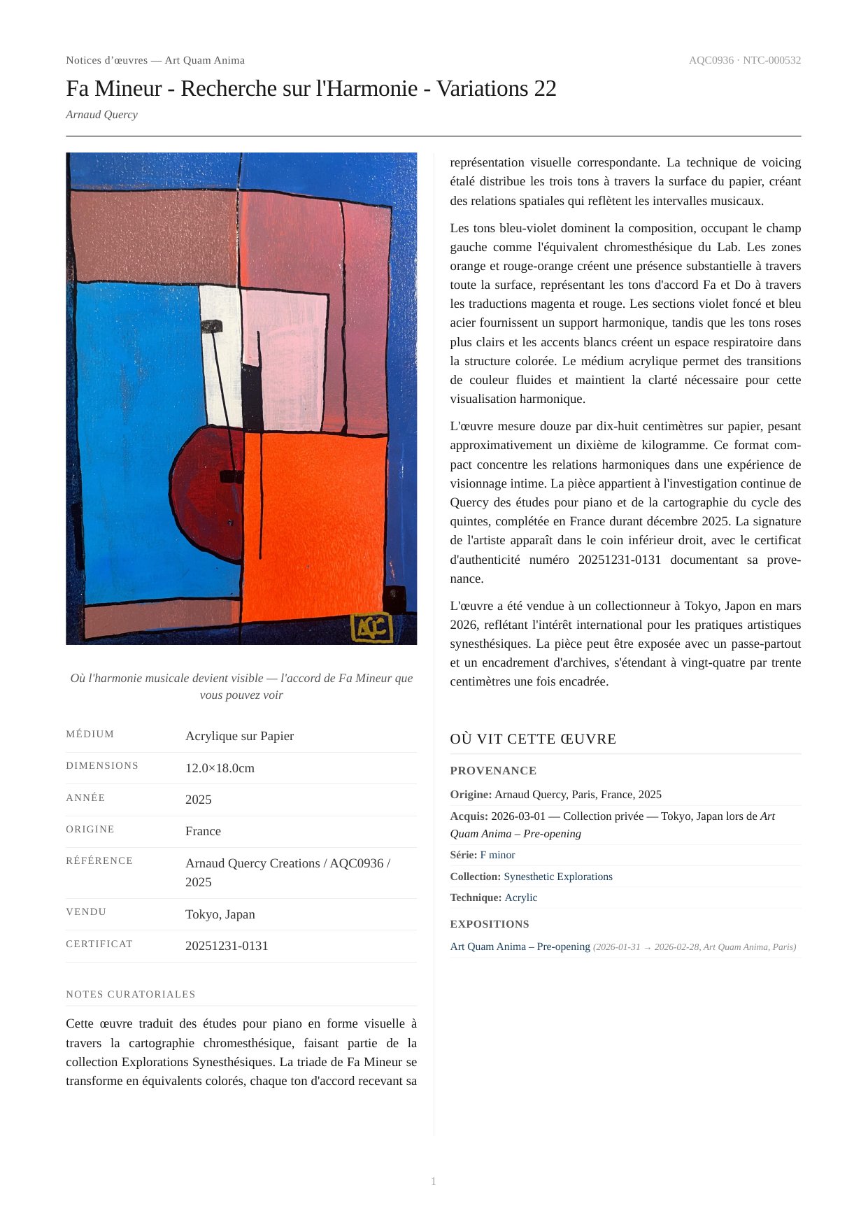 Fa Mineur - Recherche sur l'Harmonie - Variations 22