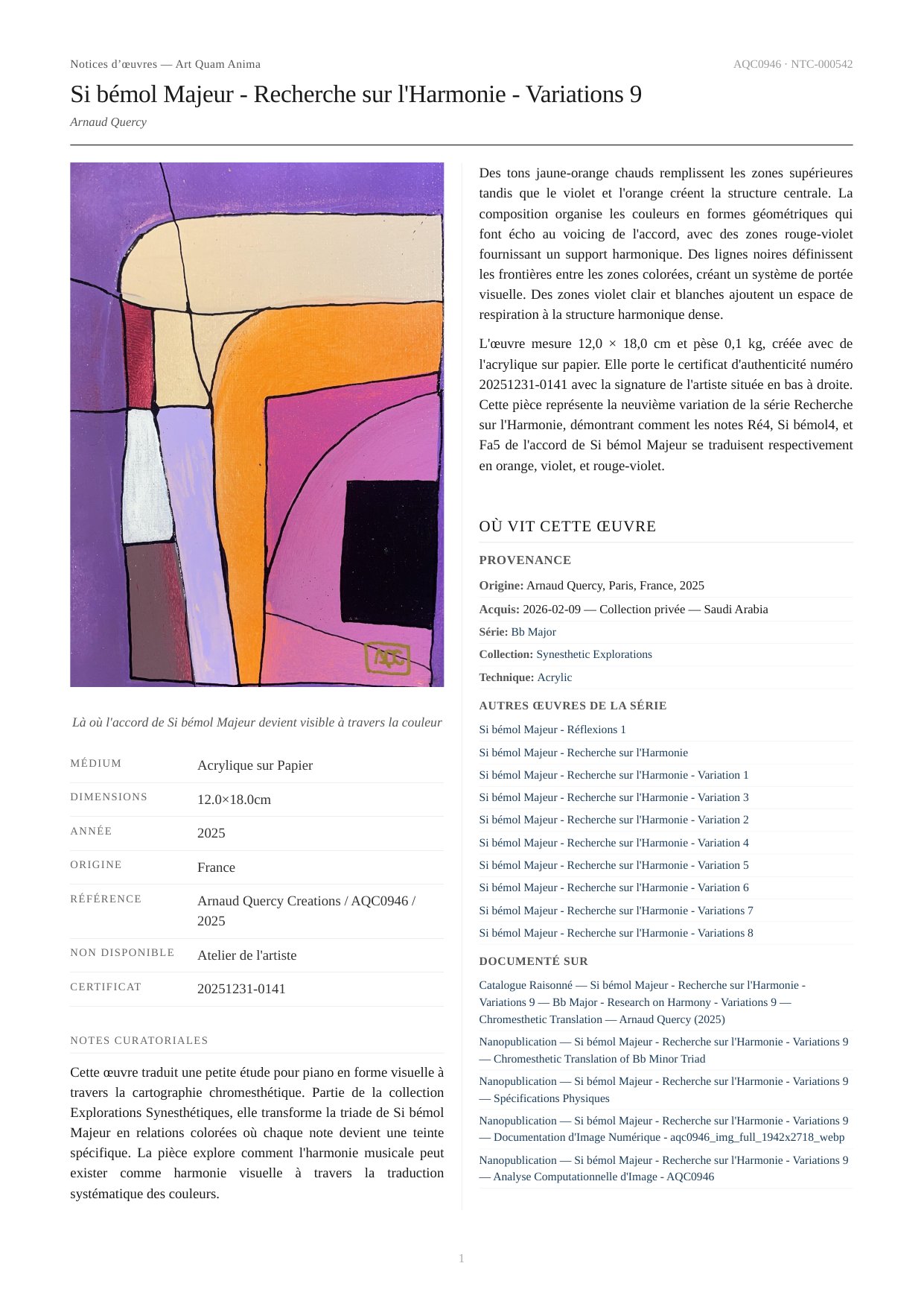 Si bémol Majeur - Recherche sur l'Harmonie - Variations 9