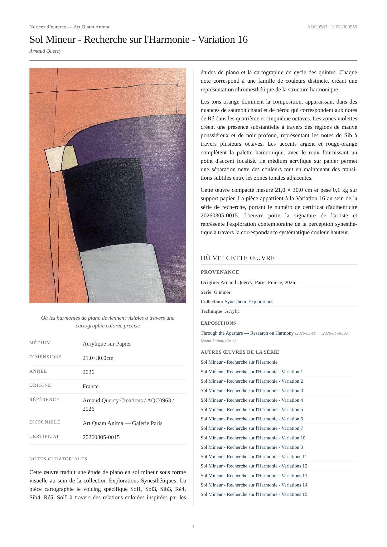 Sol Mineur - Recherche sur l'Harmonie - Variation 16