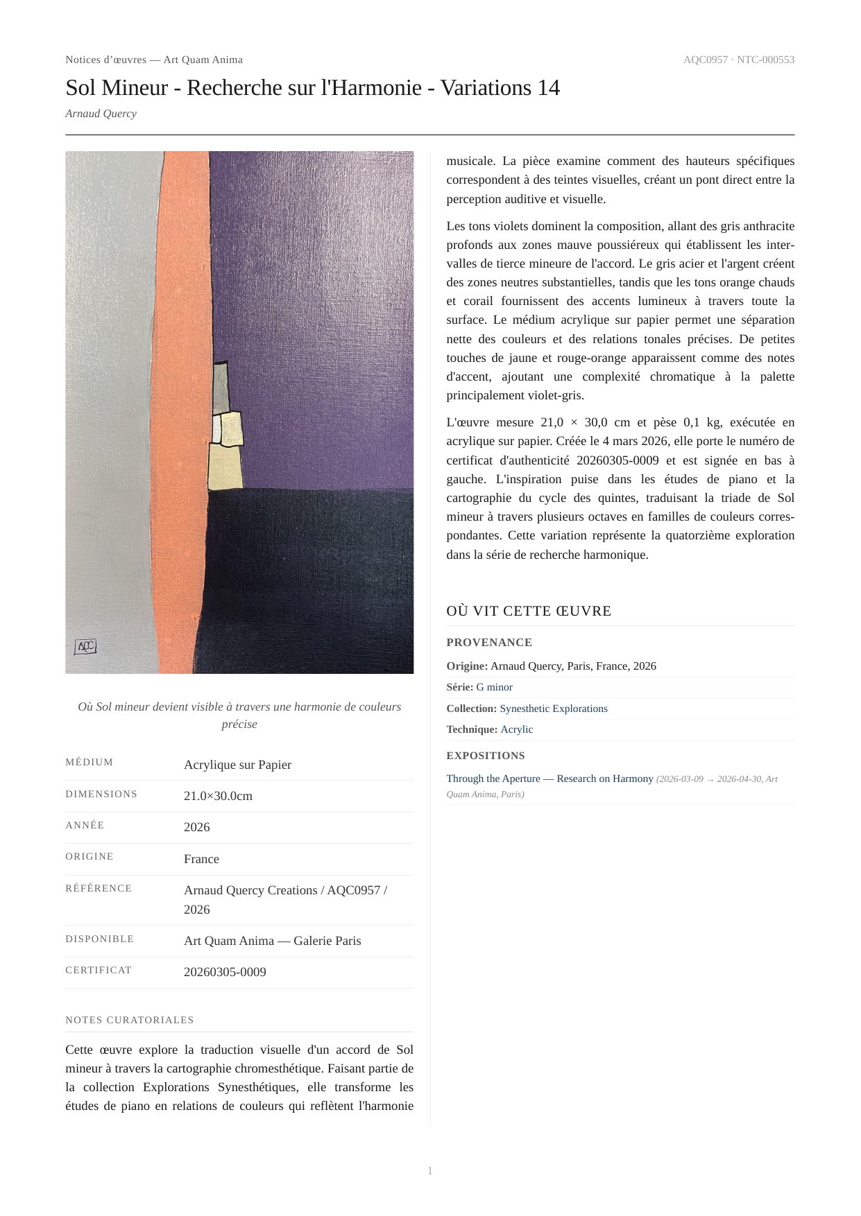 Sol Mineur - Recherche sur l'Harmonie - Variations 14