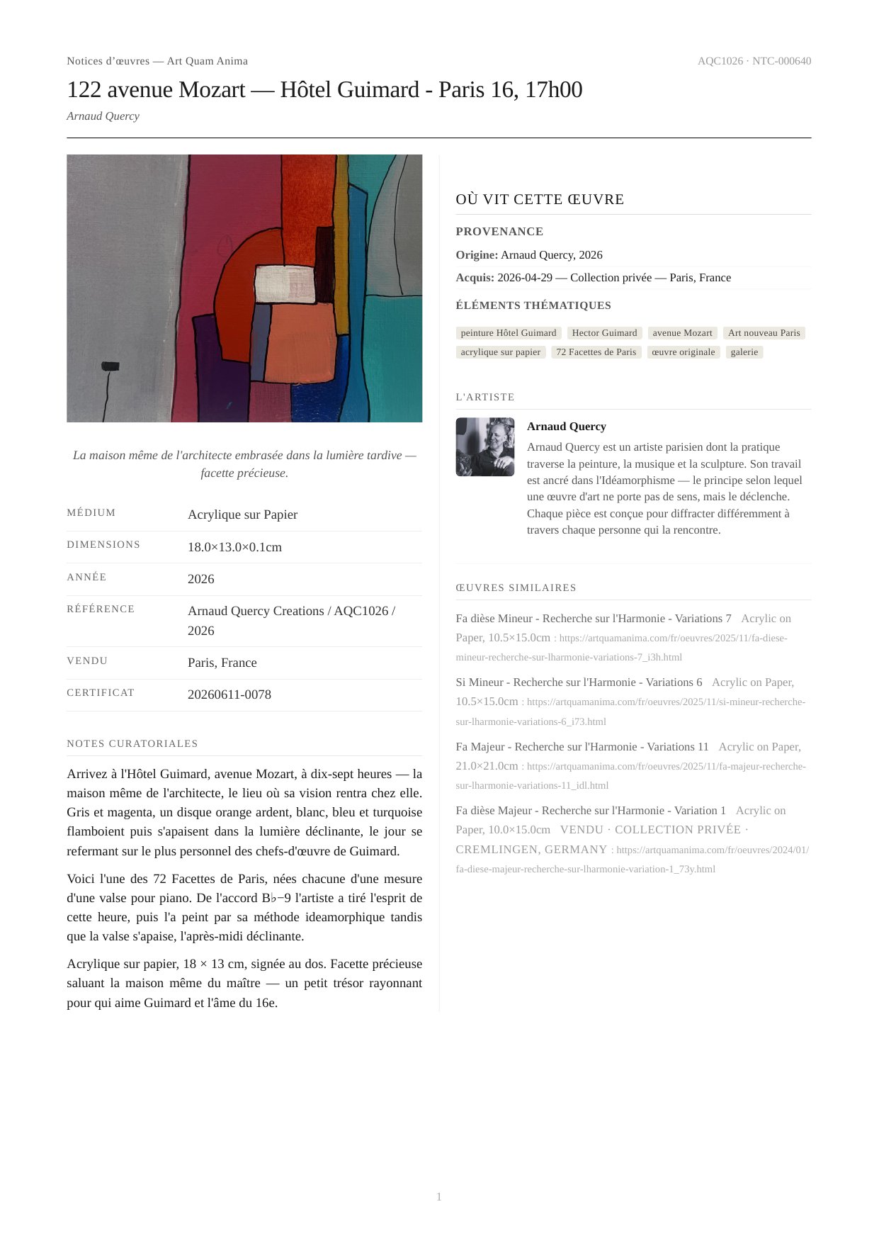 122 avenue Mozart — Hôtel Guimard - Paris 16, 17h00