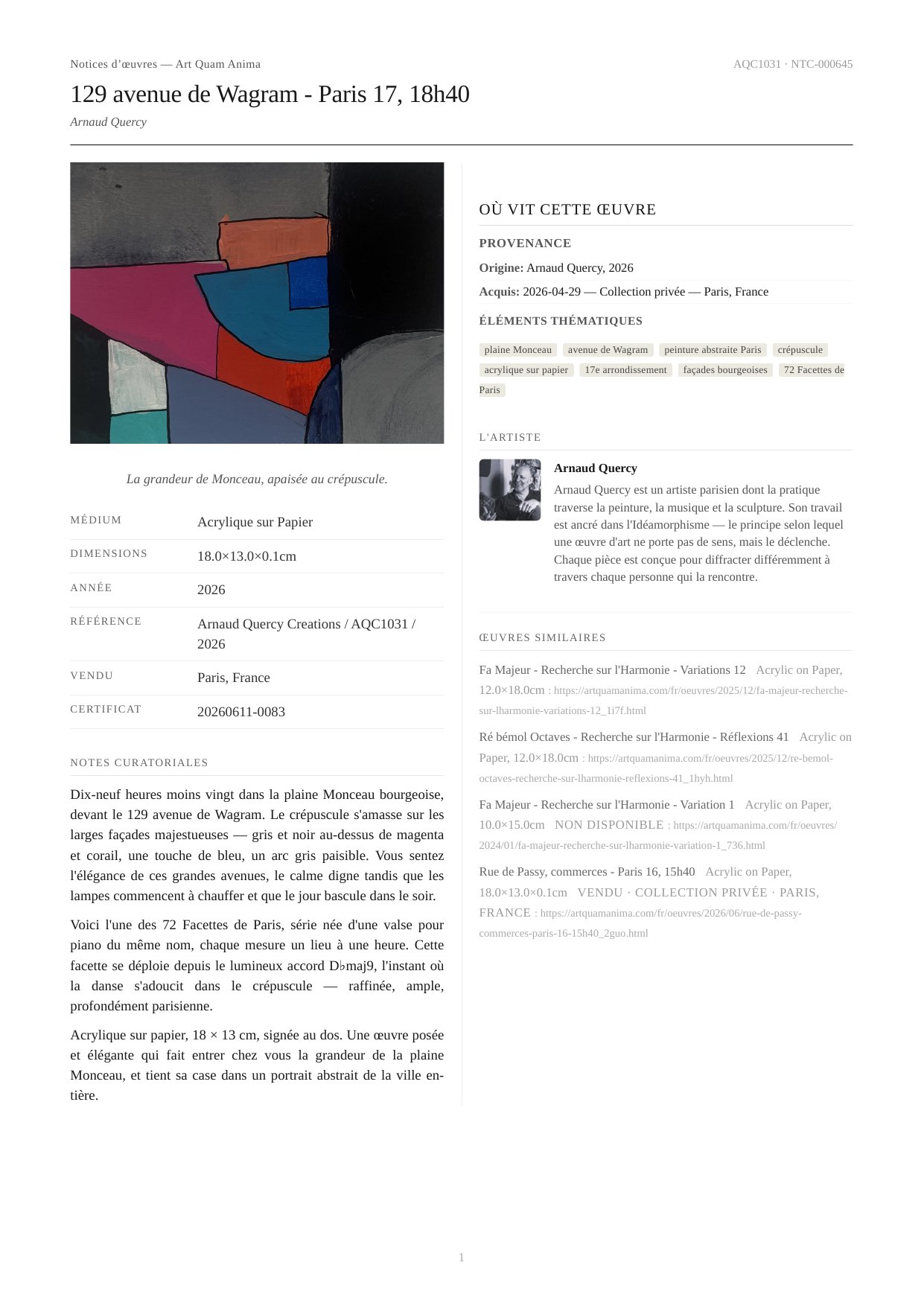 129 avenue de Wagram - Paris 17, 18h40