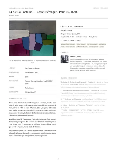 14 rue La Fontaine — Castel Béranger - Paris 16, 16h00