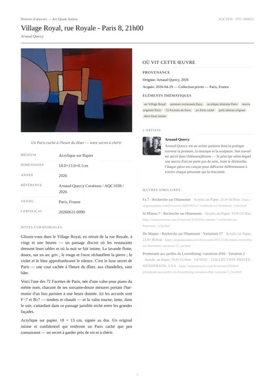 Village Royal, rue Royale - Paris 8, 21h00