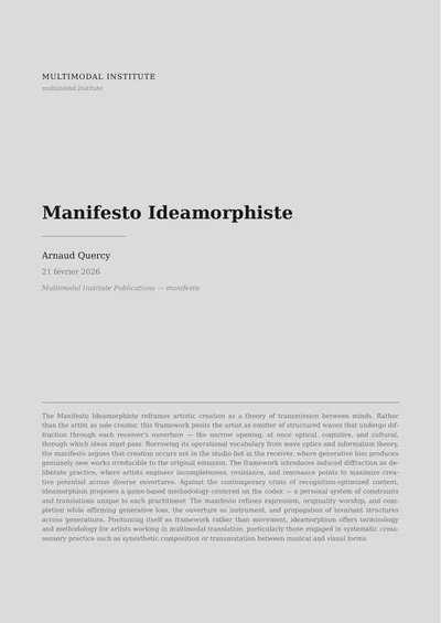 MANIFESTO IDEAMORPHISTE