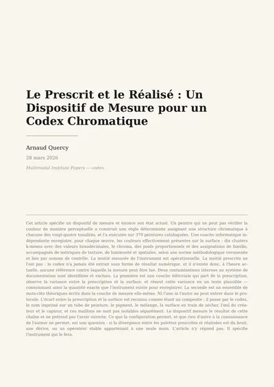 Le Prescrit et le Réalisé : Un Dispositif de Mesure pour un Codex Chromatique