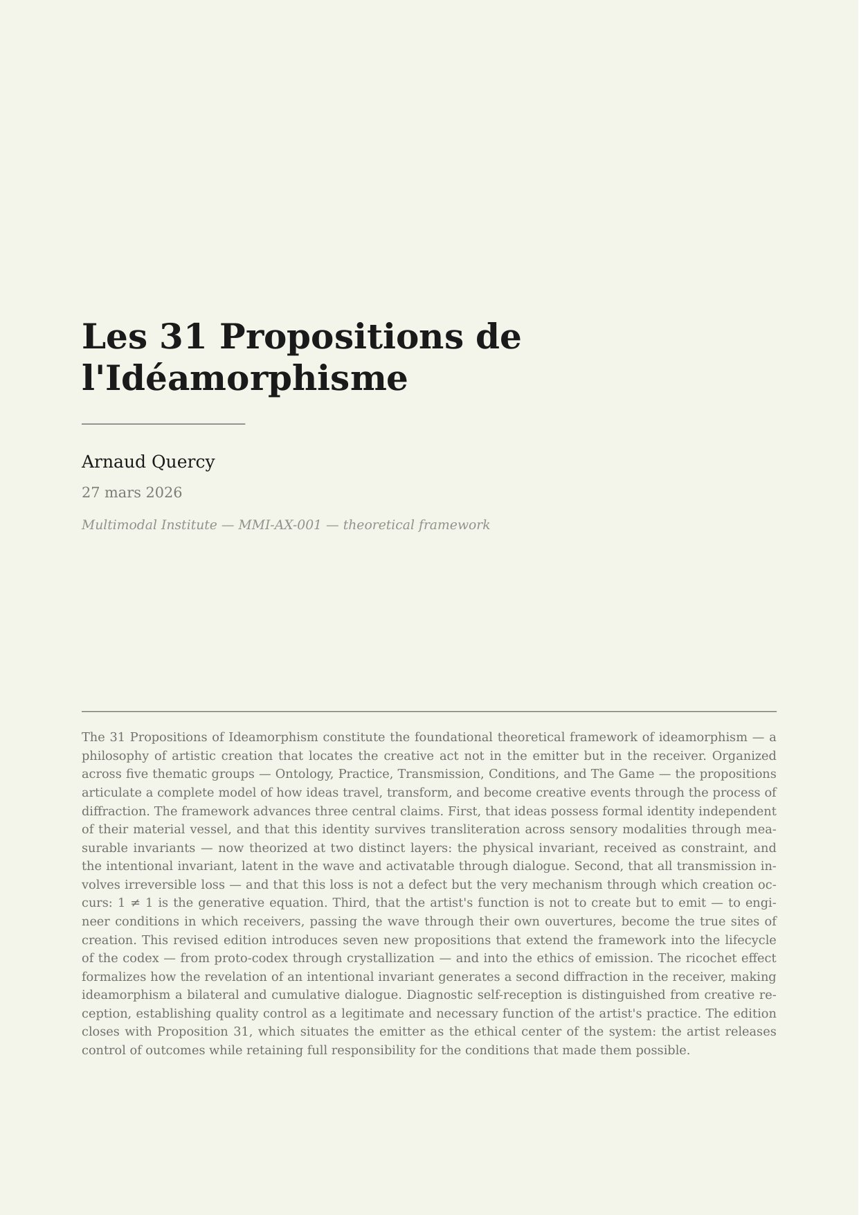 Les 31 Propositions de l'Idéamorphisme