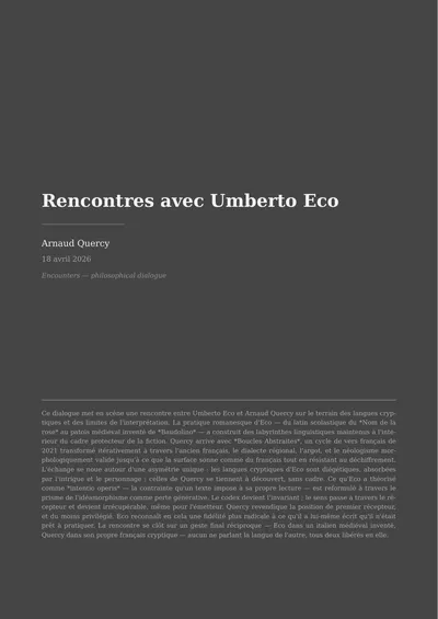 Rencontres avec Umberto Eco