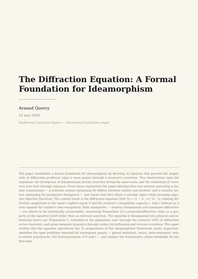 L'Équation de Diffraction : Une Fondation Formelle pour l'Idéamorphisme