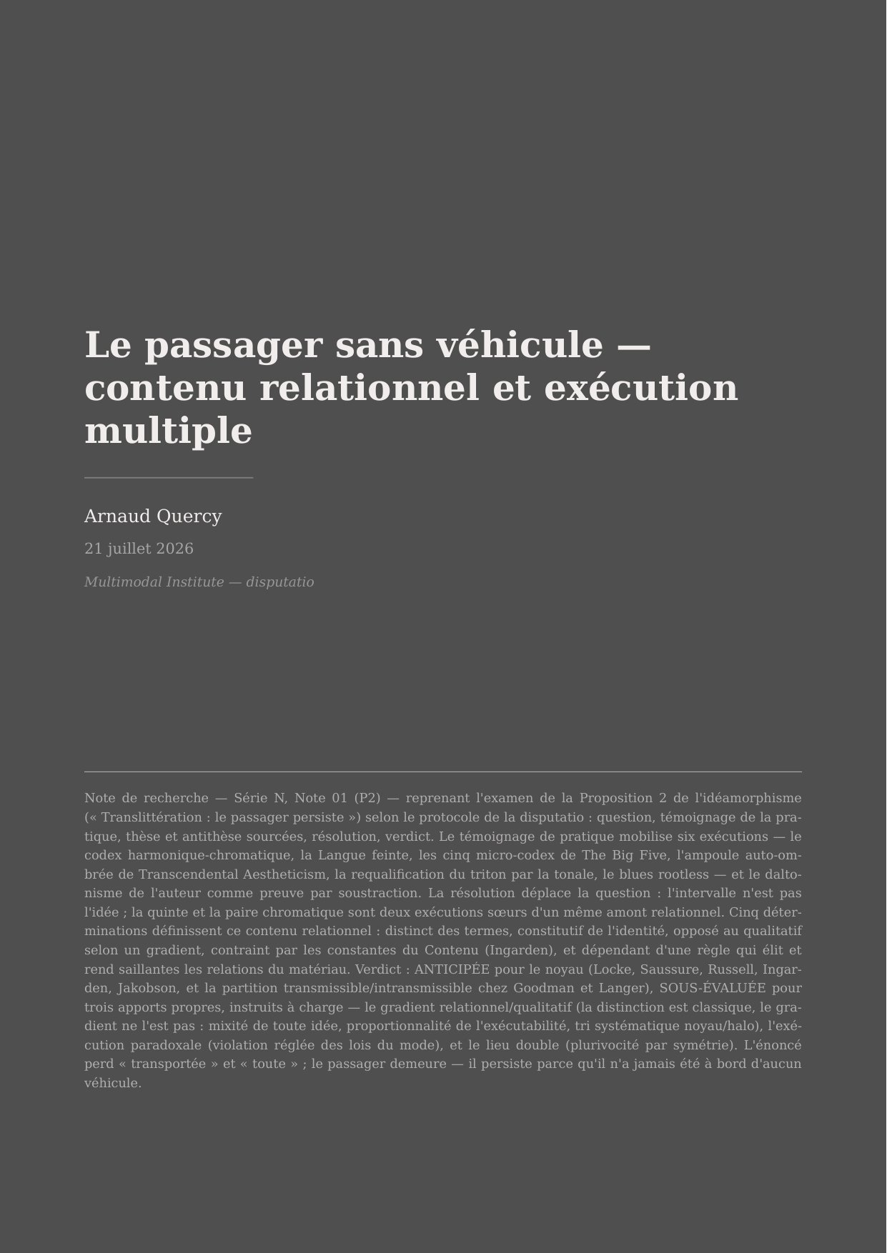 The Passenger Without a Vehicle — Relational Content and Multiple Execution