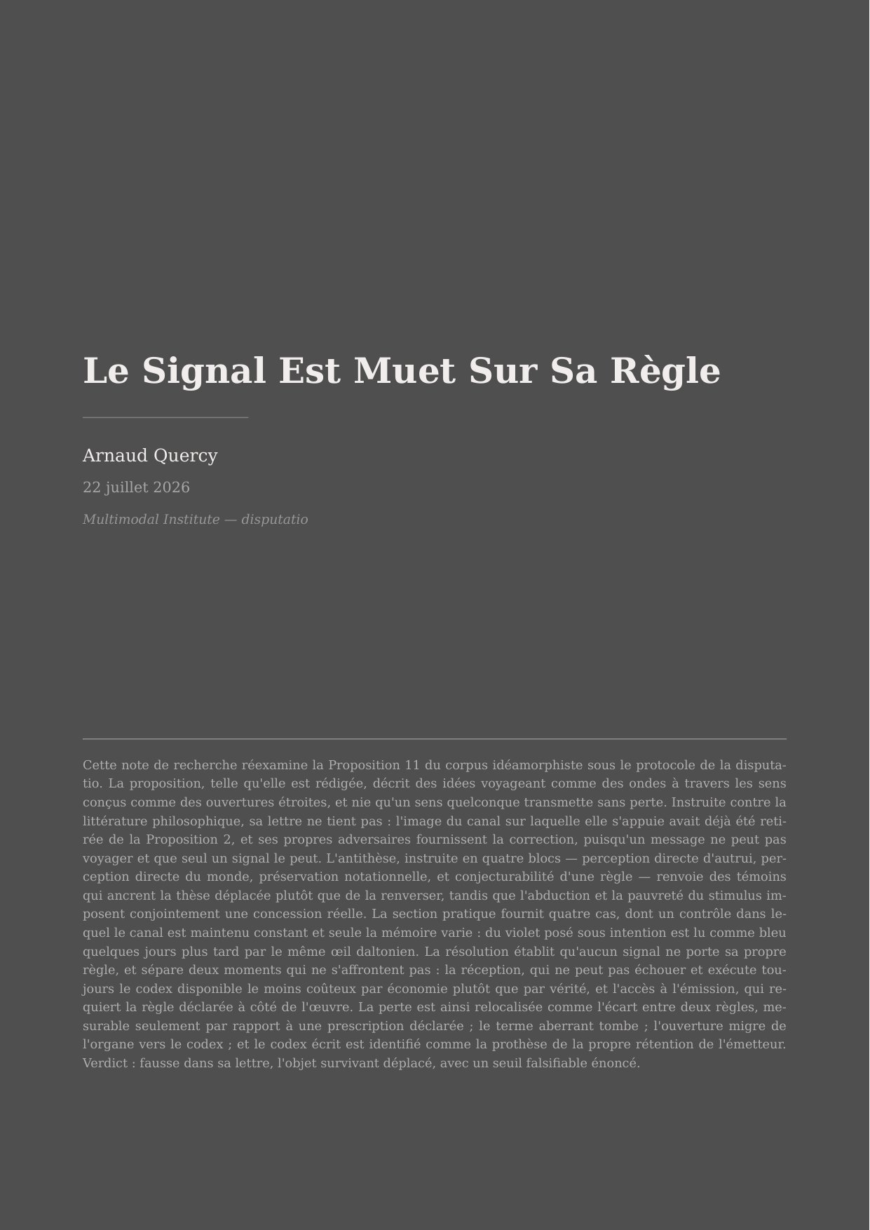 The Signal Is Mute About Its Rule
