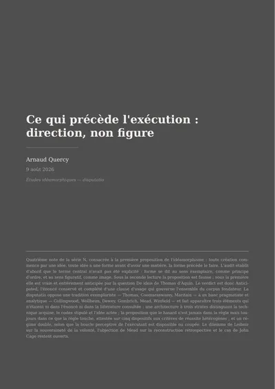 Ce qui précède l'exécution : direction, non figure