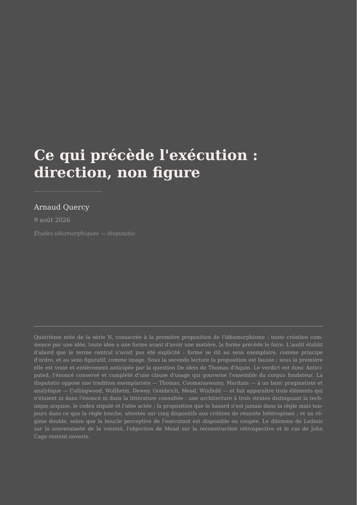 Ce qui précède l'exécution : direction, non figure