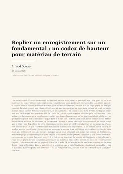 Folding a Recording onto a Fundamental: A Pitch Codex for Field Material