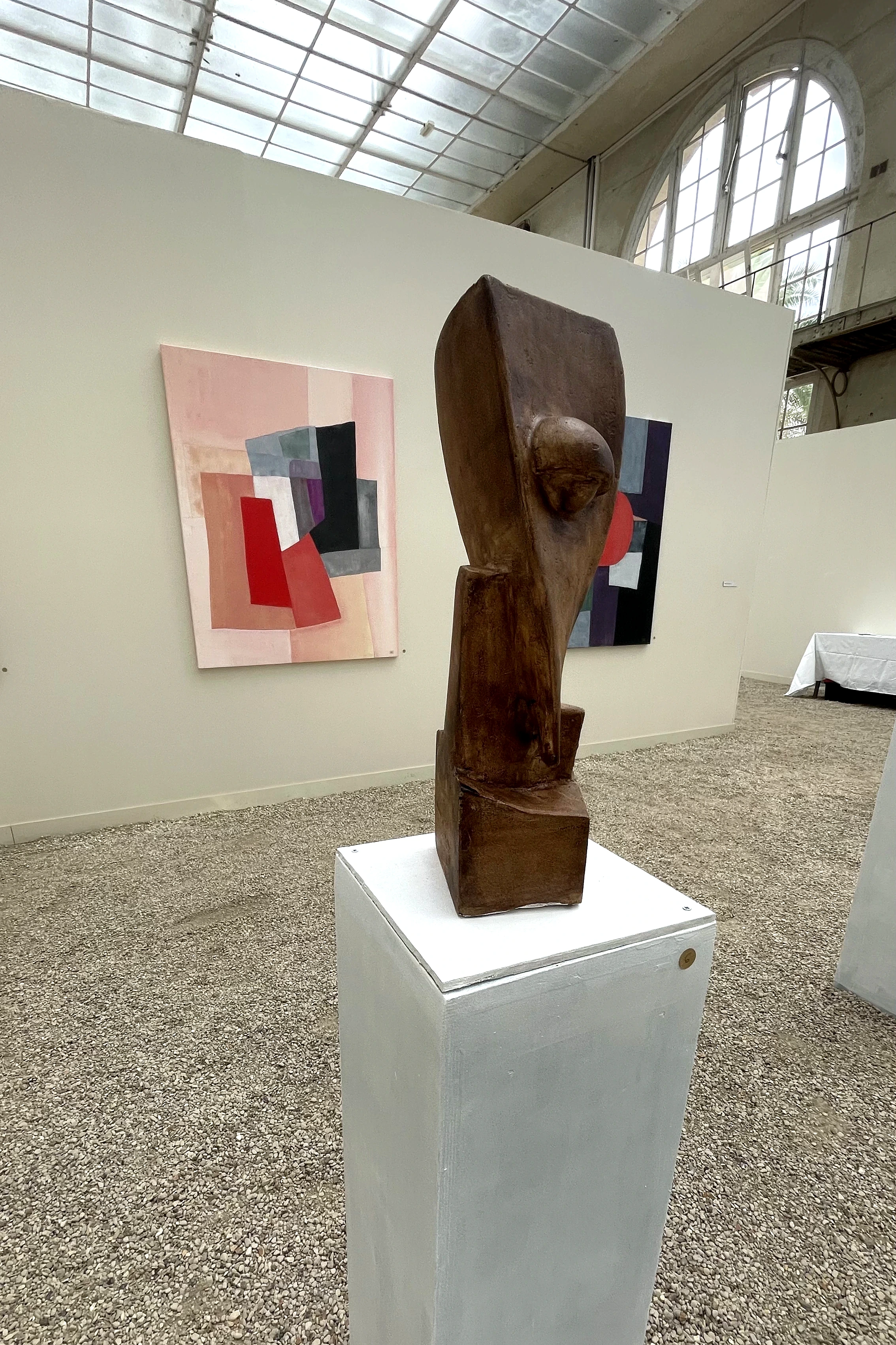Bateaux mouche, mixed structure, fibreglass and resin, walnut stain and beeswax patina on aluminium armature